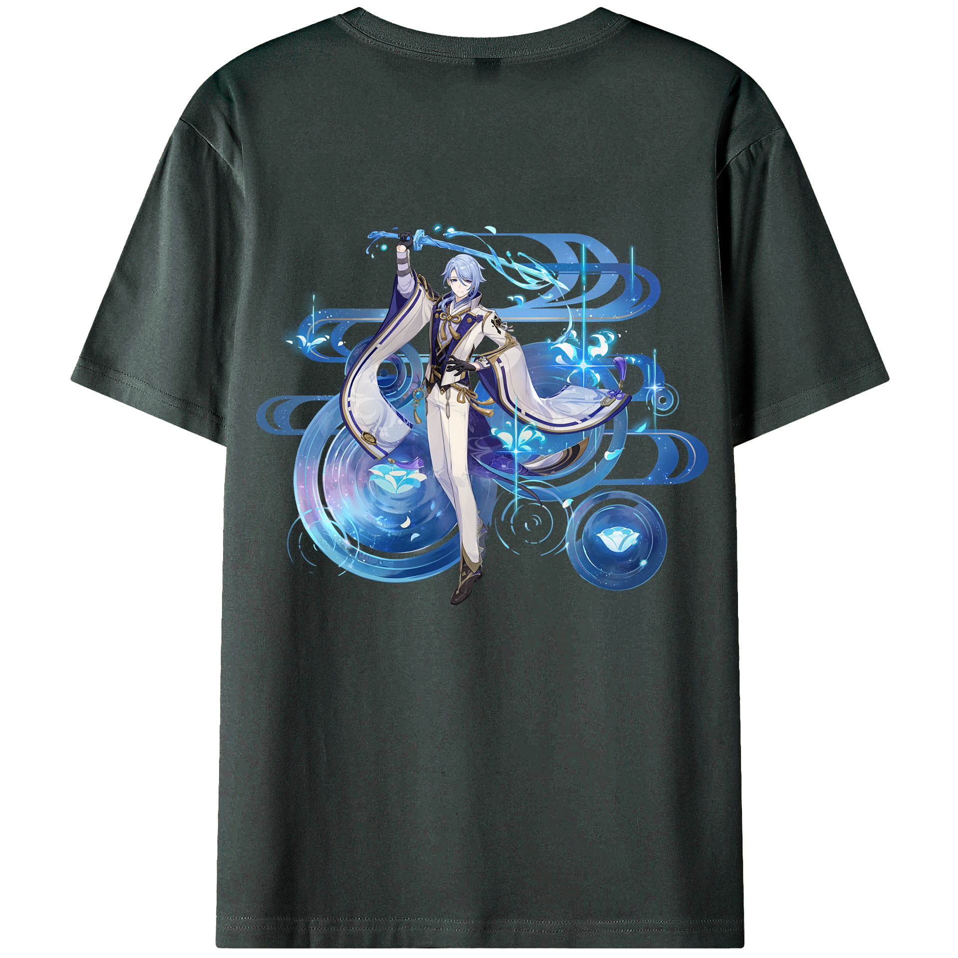 げんし神 神里綾人 かみさとあやと genshin Kamisato Ayato 綿100％ メンズ半袖Tシャツ（バックプリント） 通気性